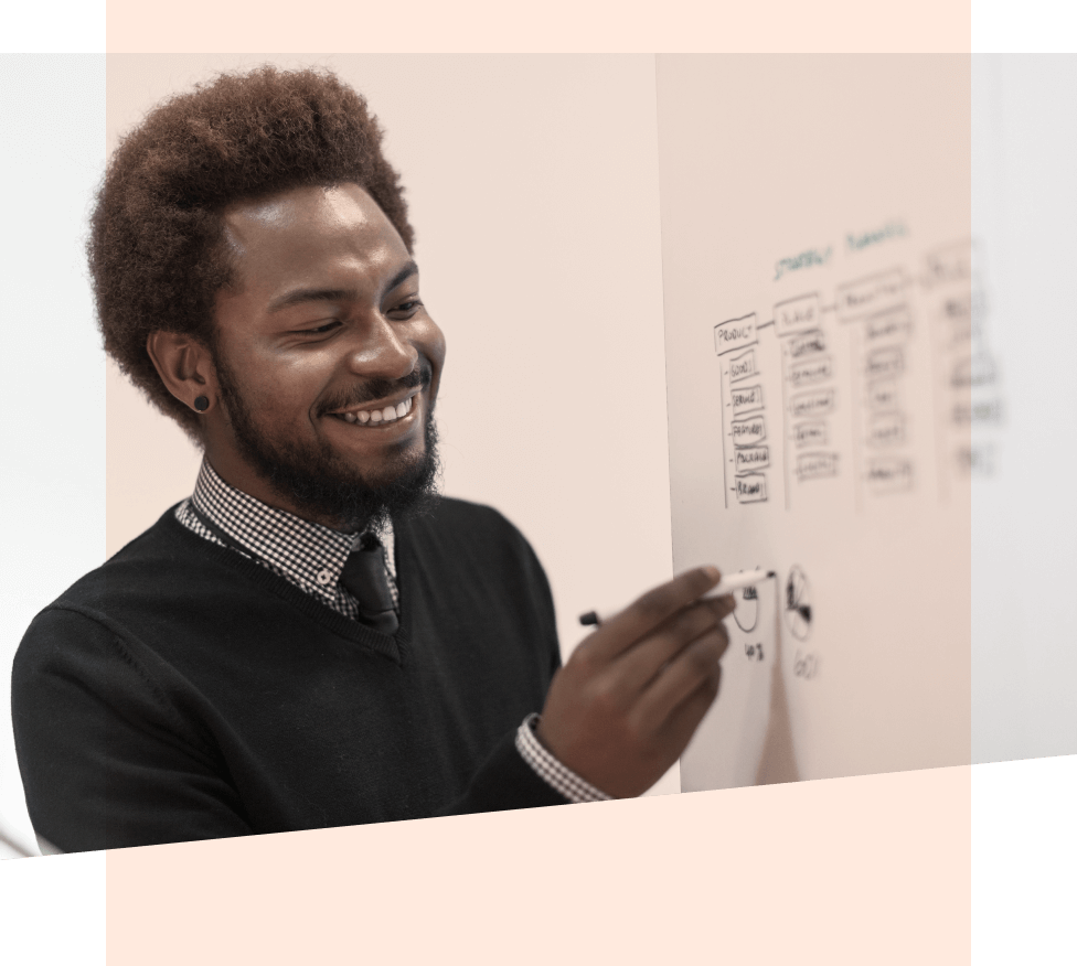 Man using a whiteboard