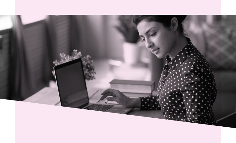 Woman working on a laptop