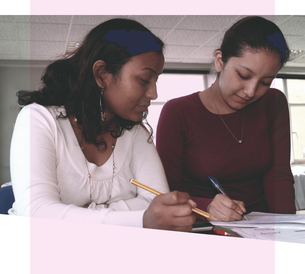 Two women working together